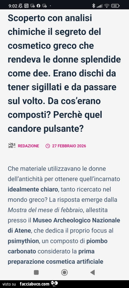 Scoperto con analisi chimiche il segreto del cosmetico greco che rendeva le donne splendide come dee