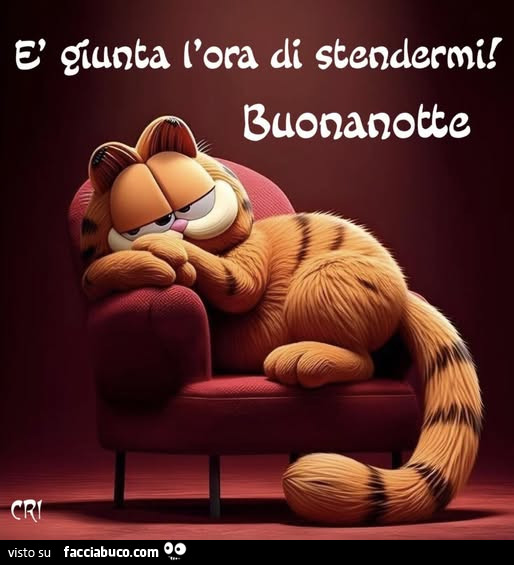 È giunta l'ora di stendermi! Buonanotte