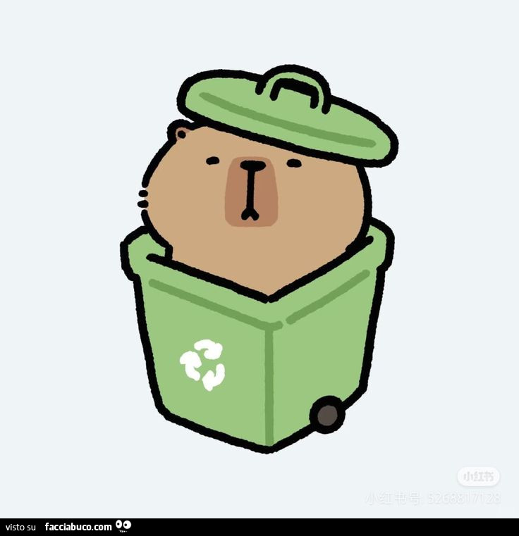 Capibara nel cestino dei rifiuti