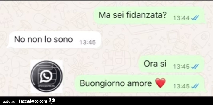 Ma sei fidanzata? No non lo sono. Ora si buongiorno amore