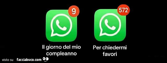 Notifiche whatsapp: il giorno del mio compleanno. Per chiedermi favori
