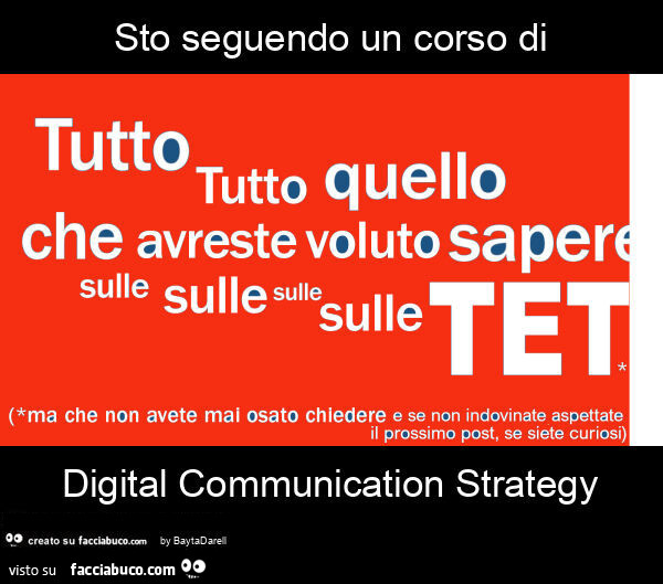 Sto seguendo un corso di digital communication strategy