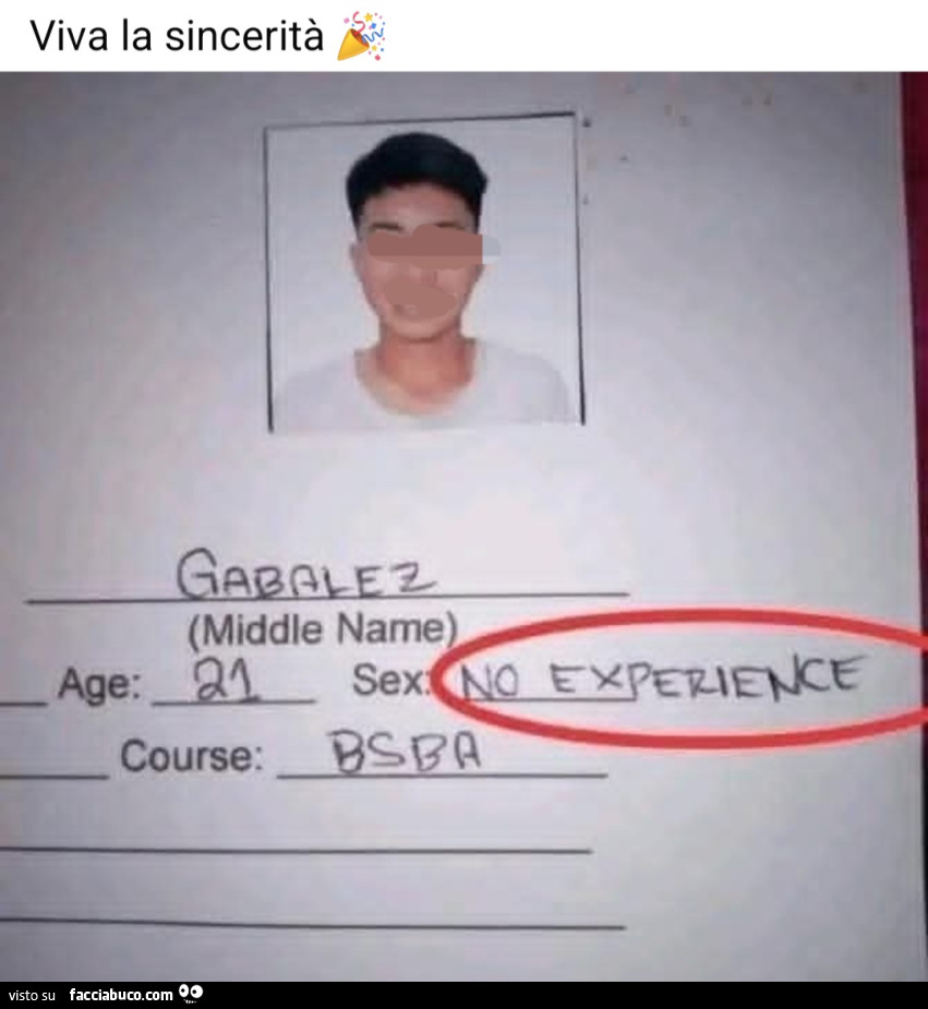 Viva la sincerità sex no experience