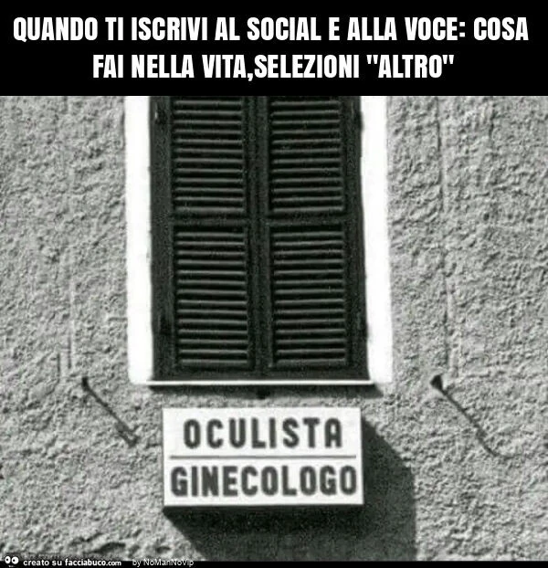 Quando ti iscrivi al social e alla voce: cosa fai nella vita, selezioni "altro"
