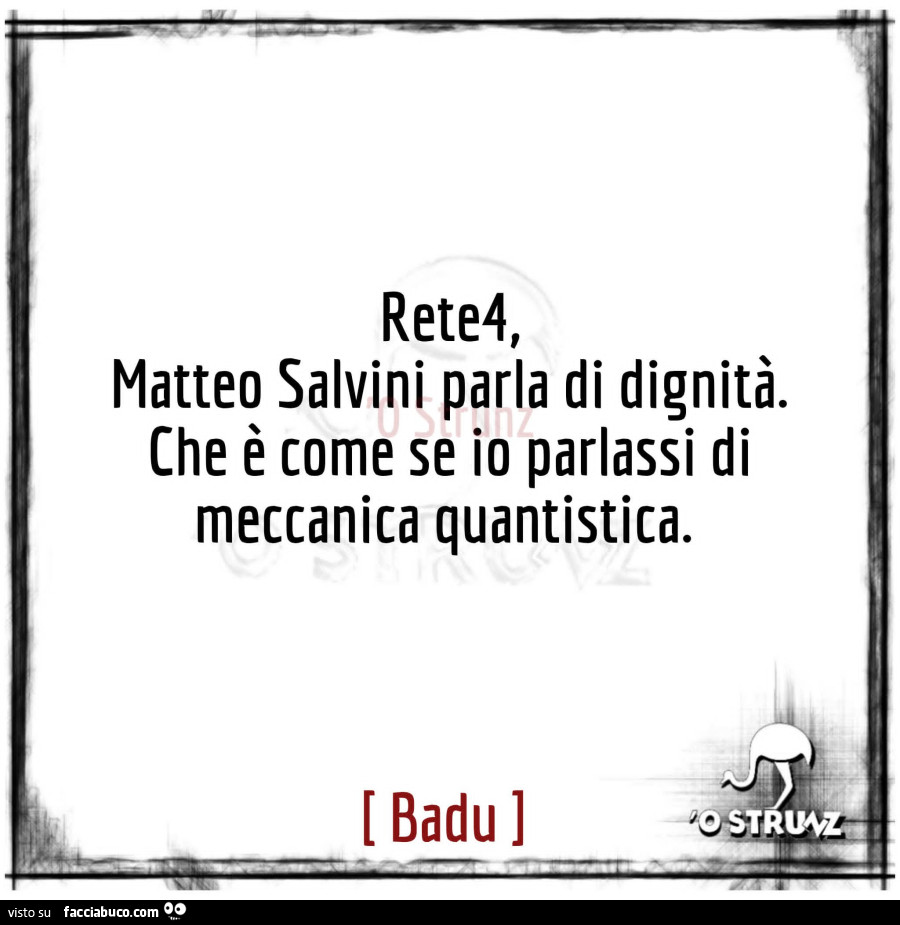 Rete4, matteo salvini parla di dignità. Che è come se io parlassi di meccanica quantistica