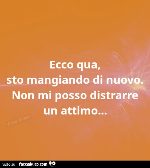 Ecco qua, sto mangiando di nuovo. Non mi posso distrarre un attimo