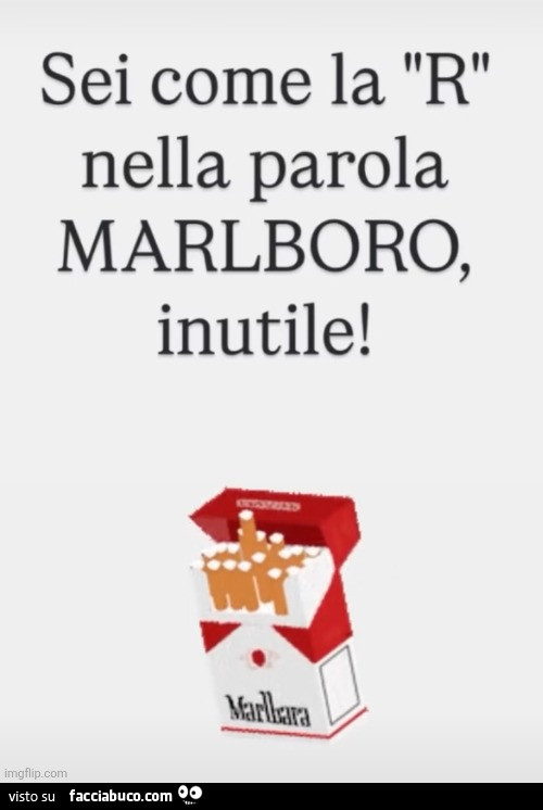 Sei come la r nella parola marlboro, inutile