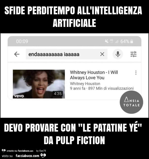 Sfide perditempo all'intelligenza artificiale devo provare con "le patatine yé" da pulp fiction