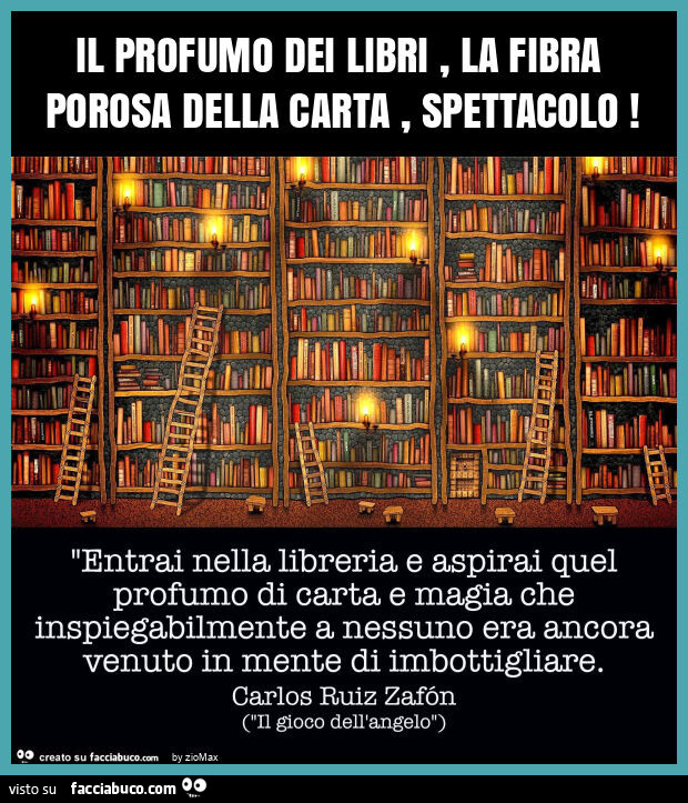 Il profumo dei libri, la fibra porosa della carta, spettacolo