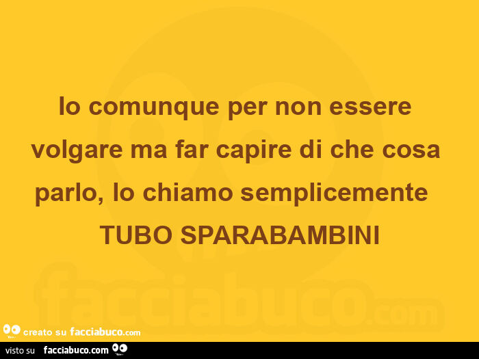 Io comunque per non essere volgare ma far capire di che cosa parlo, lo chiamo semplicemente   tubo sparabambini