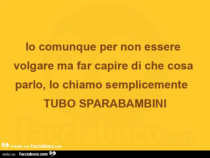 Io comunque per non essere volgare ma far capire di che cosa parlo, lo chiamo semplicemente   tubo sparabambini