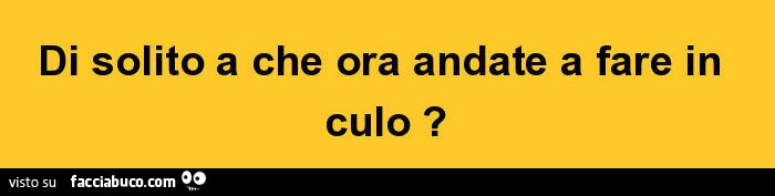 Di solito a che ora andate a fare in culo?
