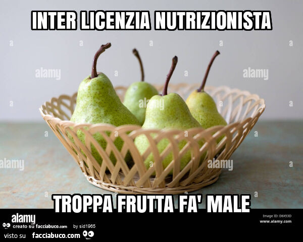 Inter licenzia nutrizionista troppa frutta fà male