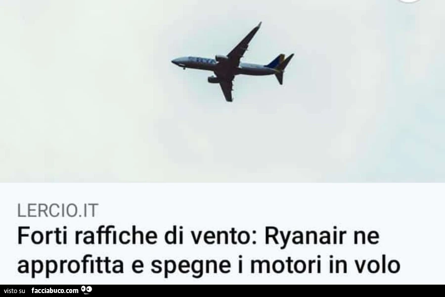 Forti raffiche di vento: ryanair ne approfitta e spegne i motori in volo