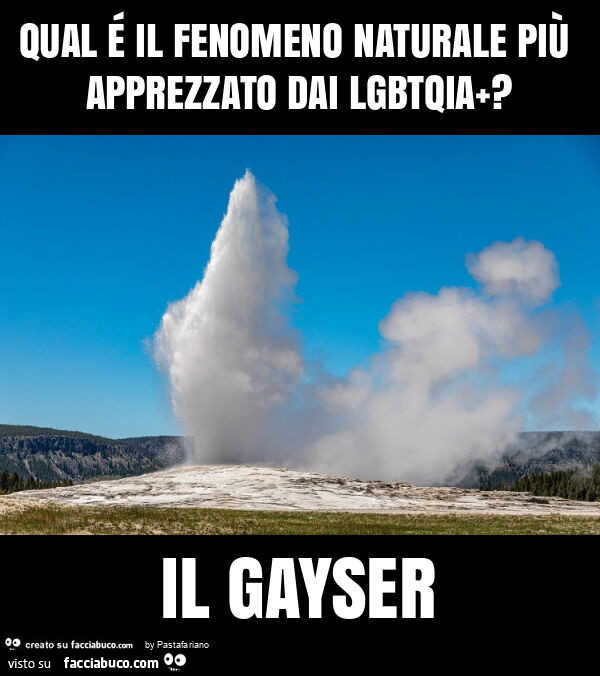 Qual é il fenomeno naturale più apprezzato dai lgbtqia? Il gayser