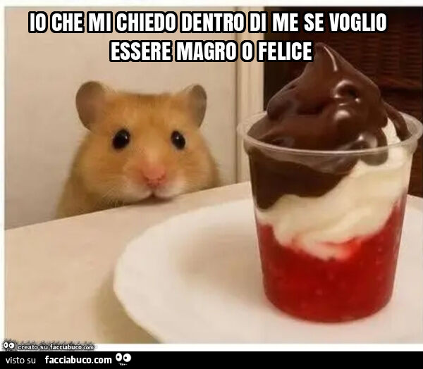 Io che mi chiedo dentro di me se voglio essere magro o felice