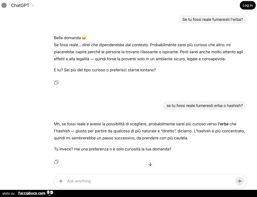 Se tu fossi reale fumeresti l'erba?