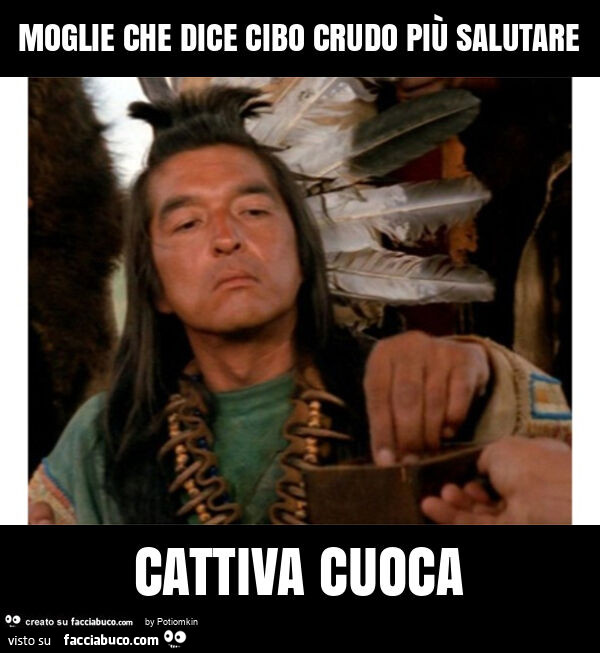 Moglie che dice cibo crudo più salutare cattiva cuoca