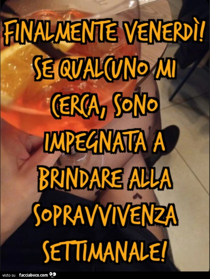 Finalmente venerdì! Se qualcuno mi cerca, sono impegnata a brindare alla sopravvivenza settimanale