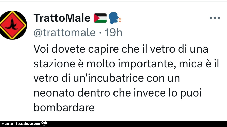 Voi dovete capire che il vetro di una stazione è molto importante, mica è il vetro di un'incubatrice con un neonato dentro che invece lo puoi bombardare