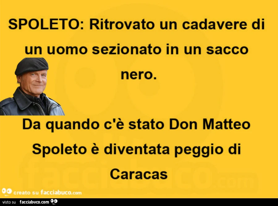 Spoleto: ritrovato un cadavere di un uomo sezionato in un sacco nero. Da quando c'รจ stato don matteo spoleto รจ diventata peggio di caracas