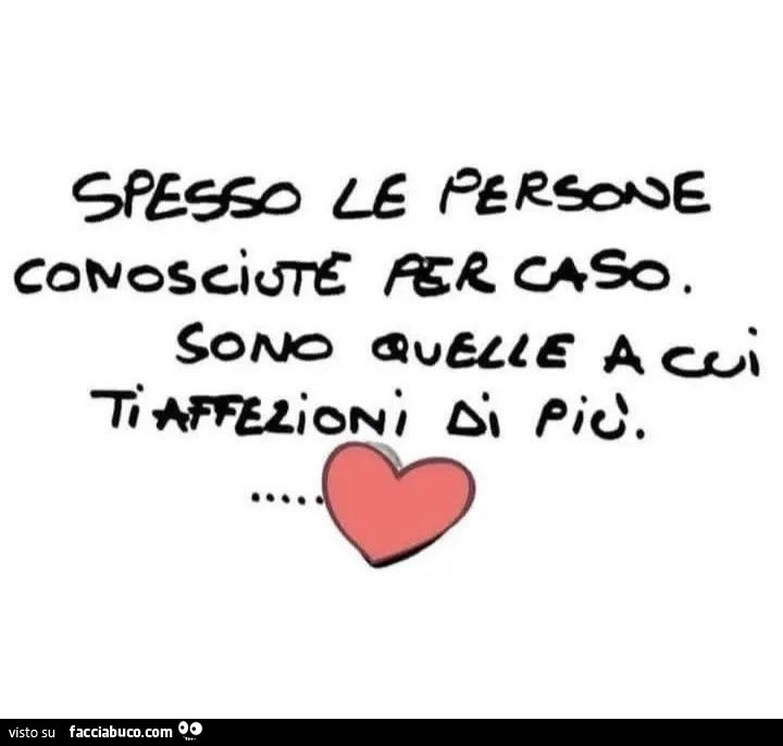 Spesso le persone conosciute per caso sono quelle a cui ti affezioni di più