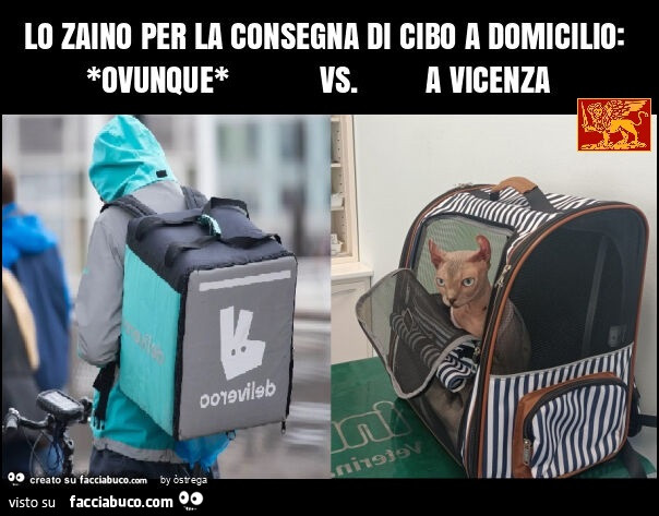 Lo zaino per la consegna di cibo a domicilio: *ovunque* vs. A vicenza