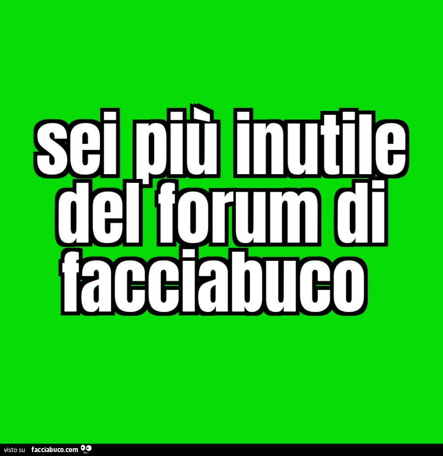 Sei più inutile del forum di facciabuco