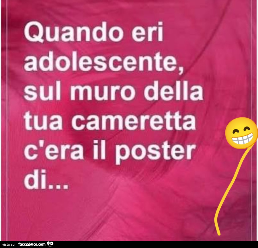 Quando eri adolescente, sul muro della tua cameretta c'era il poster di