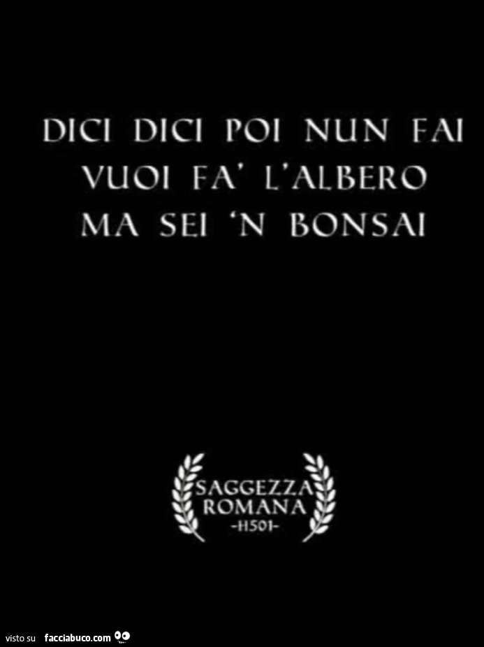 Dici dici poi nun fai vuoi fà l'albero ma sei 'n bonsai