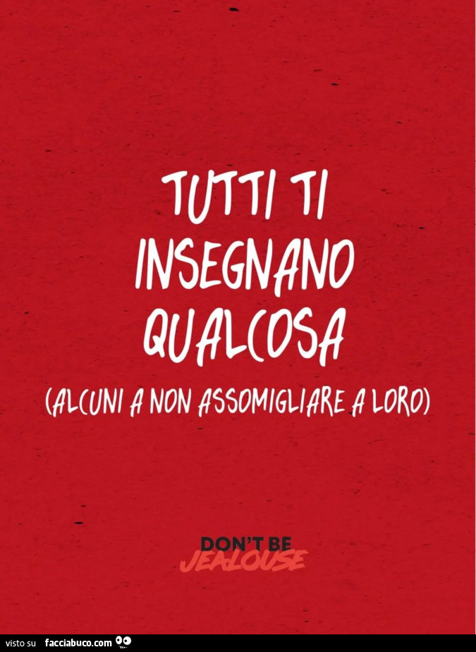 Tutti ti insegnano qualcosa, alcuni a non assomigliare a loro