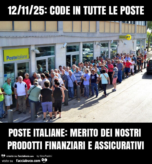 12/11/25: code in tutte le poste poste italiane: merito dei nostri prodotti finanziari e assicurativi