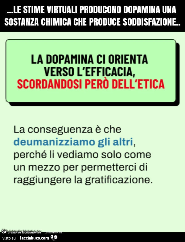 Le stime virtuali producono dopamina una sostanza chimica che produce soddisfazione