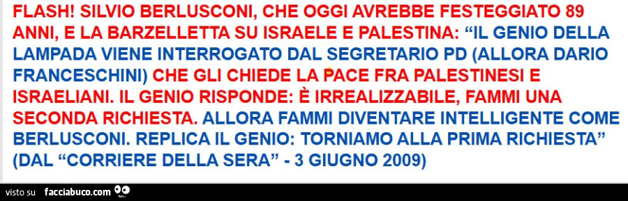 Franceschini, Berlusconi, genio lampada, Palestina