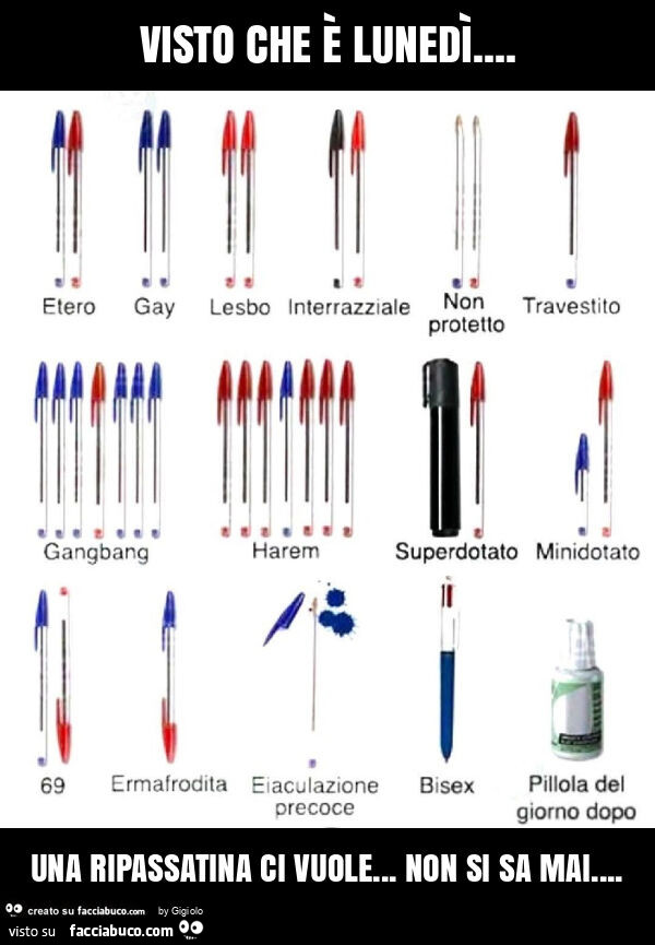 Visto che è lunedì… una ripassatina ci vuole… non si sa mai
