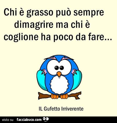 Chi è grasso può sempre dimagrire ma chi è coglione ha poco da fare