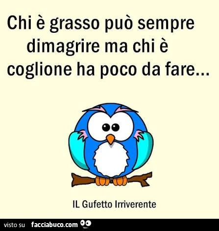 Chi è grasso può sempre dimagrire ma chi è coglione ha poco da fare