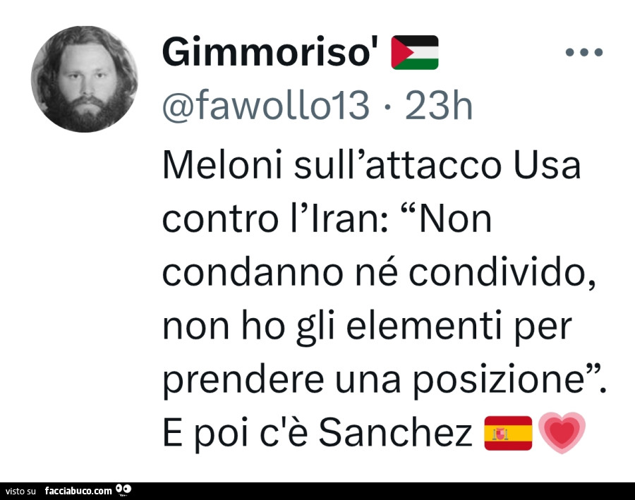 Meloni sull'attacco usa contro l'iran: non condanno né condivido, non ho gli elementi per prendere una posizione. E poi c'è sanchez