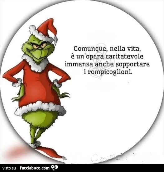 Comunque, nella vita, รจ un'opera caritatevole immensa anche sopportare i rompicoglioni