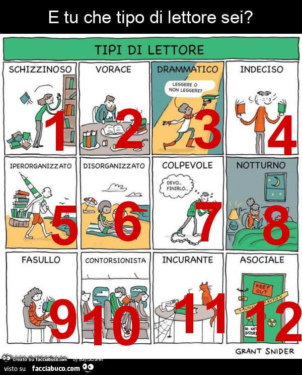 E tu che tipo di lettore sei? Tipi di lettore by Grant Snider