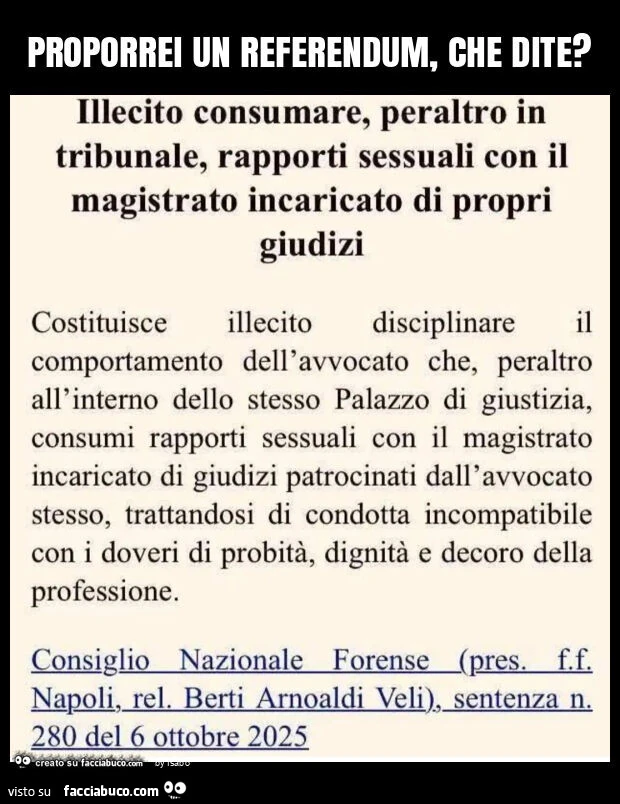 Proporrei un referendum, che dite?