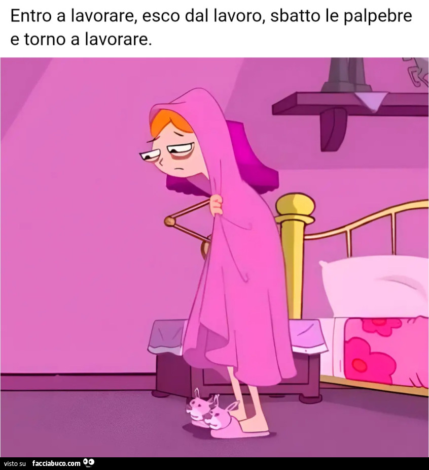 Entro a lavorare esco dal lavoro sbatto le palpebre e torno a lavorare