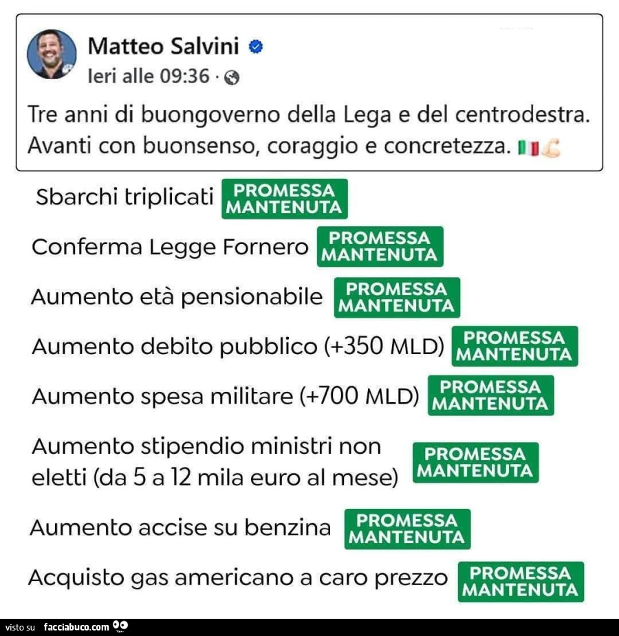 Matteo Salvini: tre anni di buongoverno della lega e del centrodestra. Avanti con buonsenso, coraggio e concretezza