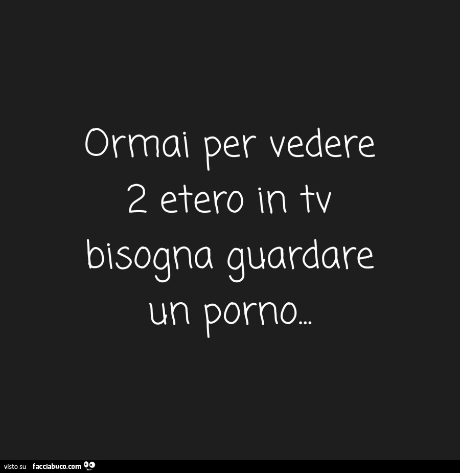 Ormai per vedere 2 etero in tv bisogna guardare un porno