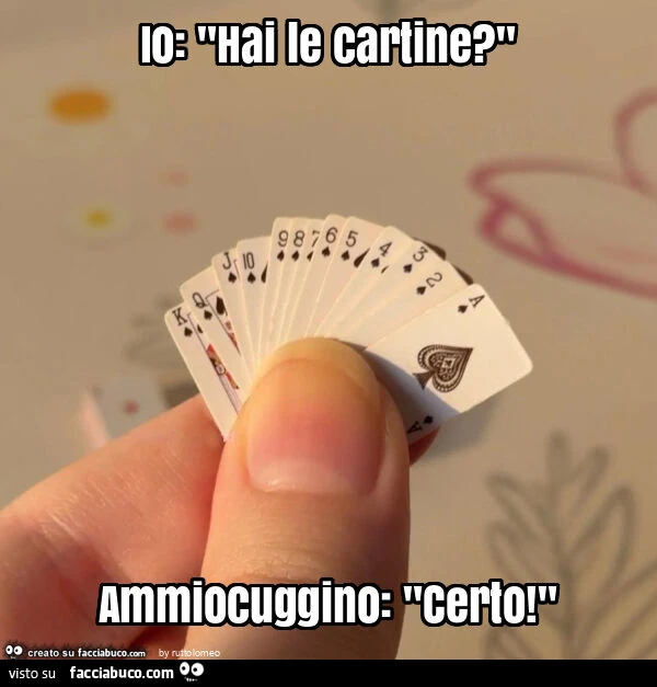 Io: "hai le cartine? " Ammiocuggino: "certo! "