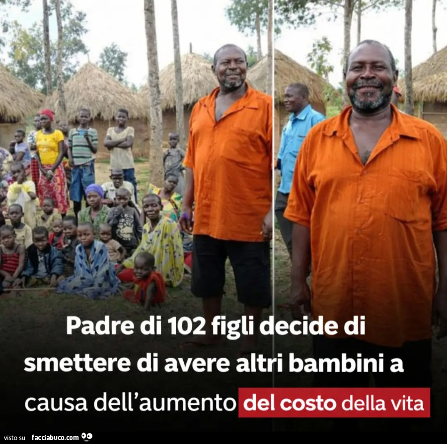 Padre di 102 figli decide di smettere di avere altri bambini a causa dell'aumento del costo della vita