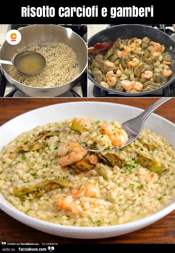 Risotto carciofi e gamberi