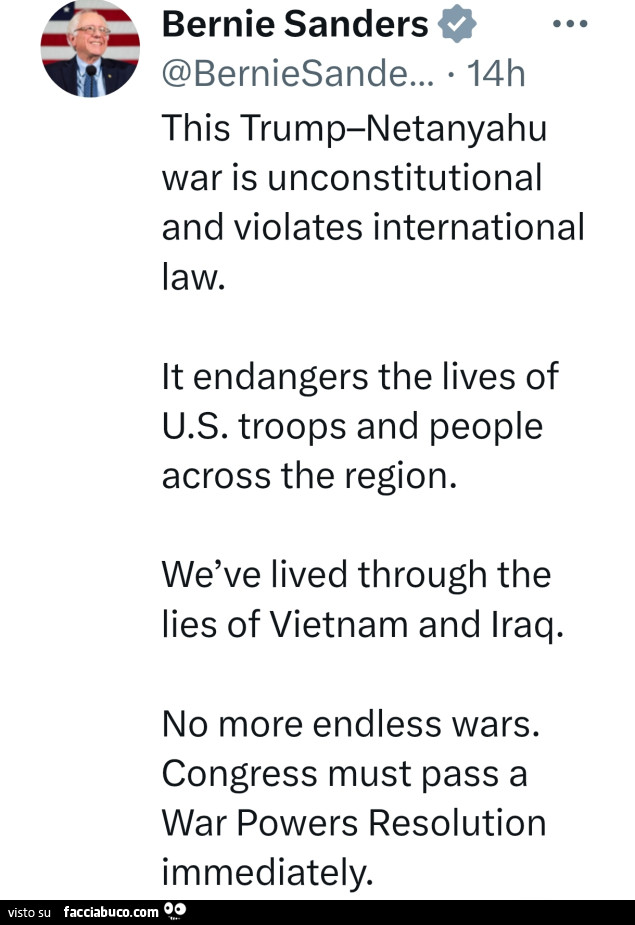 This trump-netanyahu war is unconstitutional and violates international law