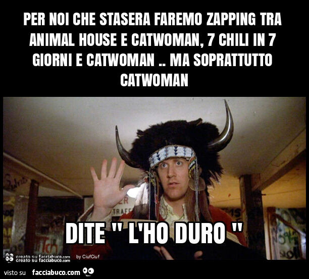 Per noi che stasera faremo zapping tra animal house e catwoman, 7 chili in 7 giorni e catwoman. Ma soprattutto catwoman