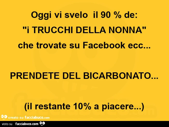 Oggi vi svelo  il 90 % de: "i trucchi della nonna" che trovate su facebook ecc&hellip; prendete del bicarbonato&hellip; il restante 10% a piacere